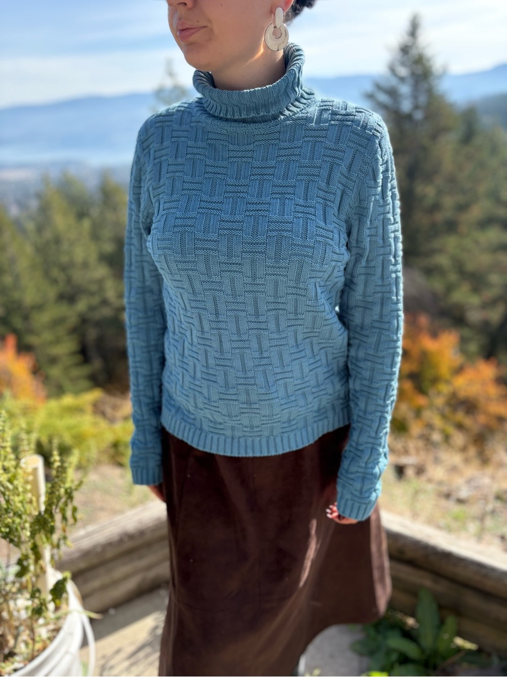 Beautiful Teal Turtleneck Sweater By Splendour